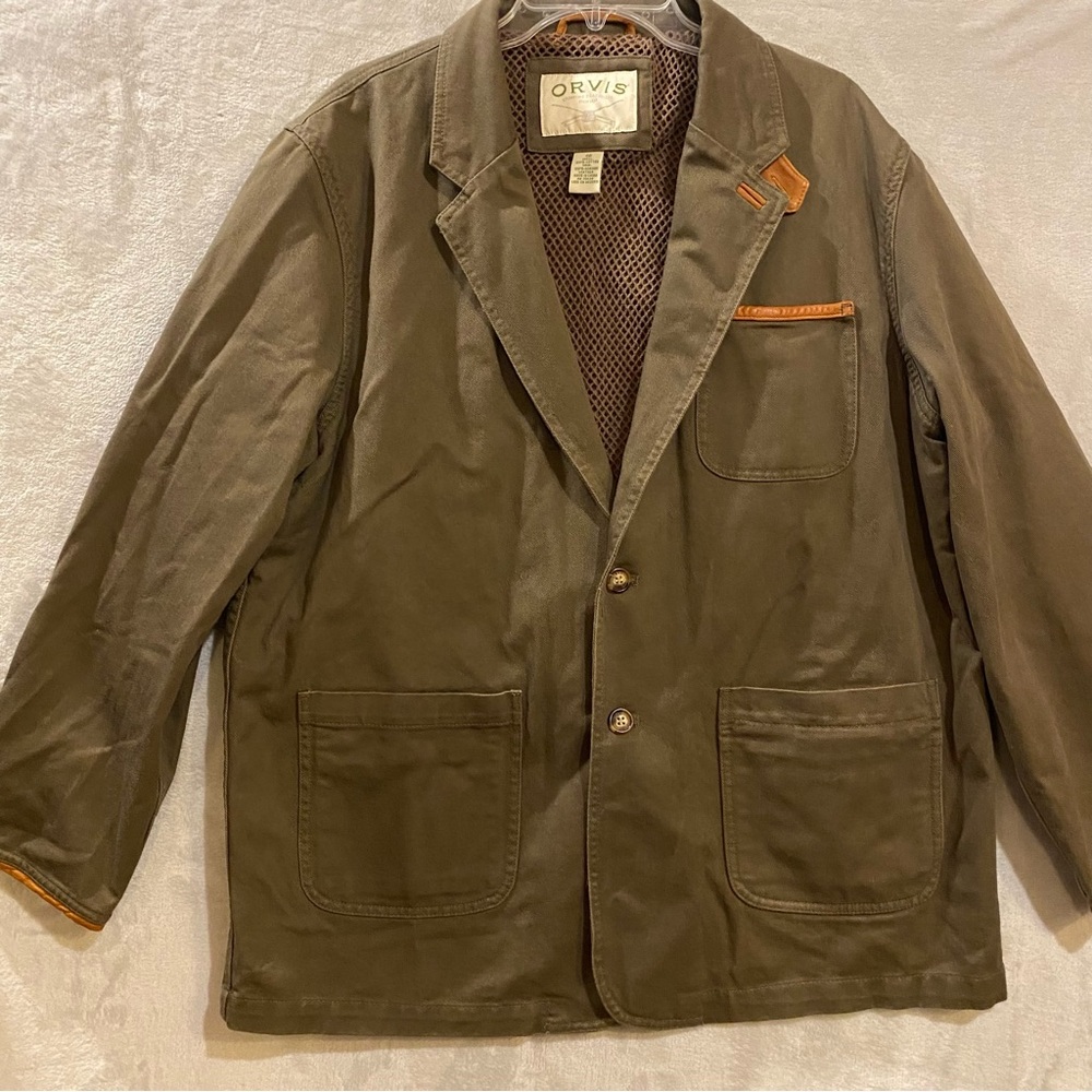 Vintage Orvis Jacket Men’s 46 Olive Canvas Chore Barn Work Field Safari Hunting